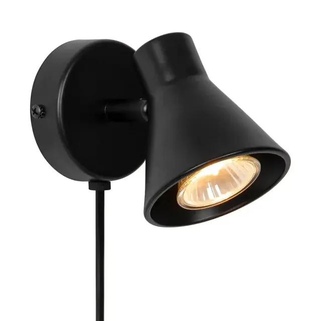 Eik Matt Black with Adjustable Diffuser Wall Spotlight