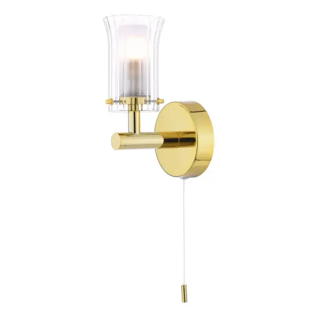 Elba Polished Gold Glass IP44 Bathroom Wall Light