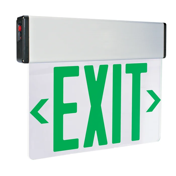 Elco Lighting EDGLIT2G-C LED Edge Lit Exit Sign with Battery Backup, Double Face, Green Letters
