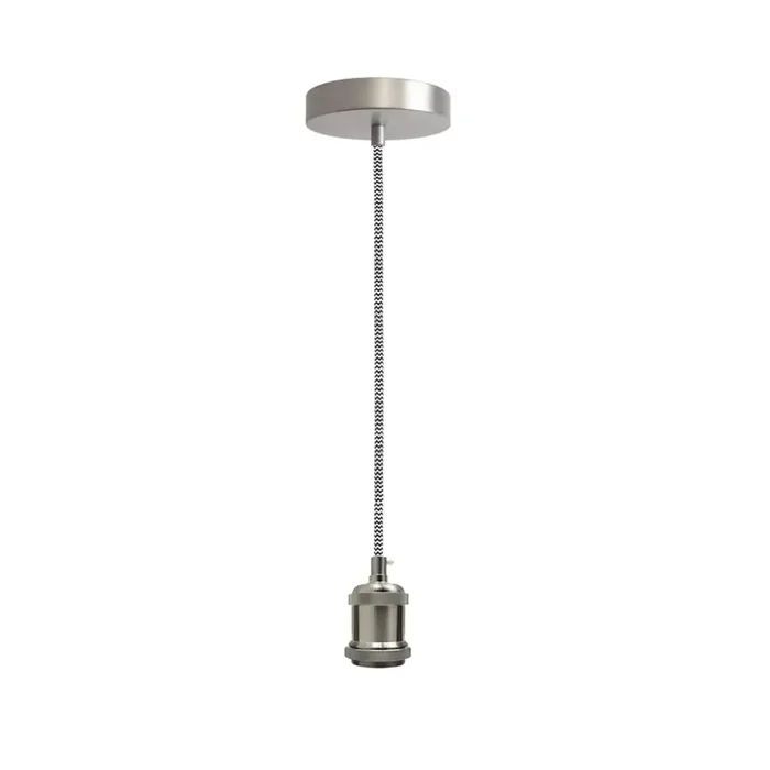 Electricalsone industrial vintage 1m Gray cable E27 Base Chrome Pendant Holder without assembling~3597
