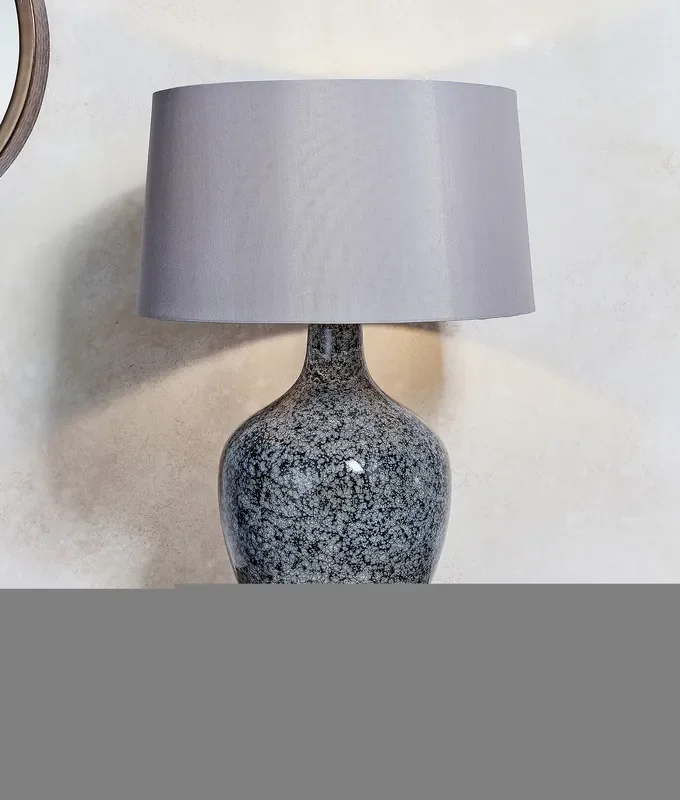 Elegant Glass Table Lamp With Mink Fabric Shade