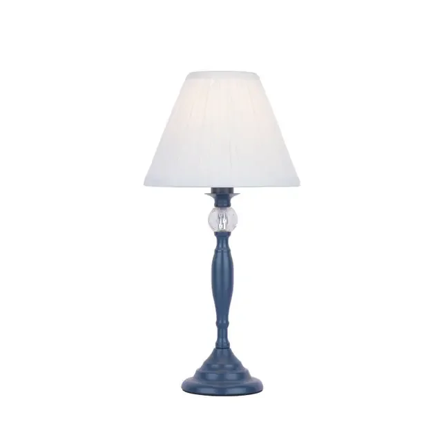 Ellis Blue with Crystal and White Shade Table Lamp