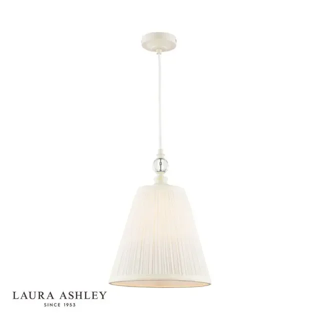 Ellis Satin Cream and Crystal with White Shade Pendant Light