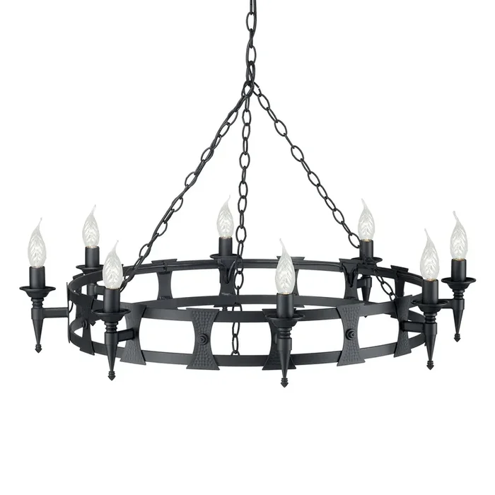 Elstead Lighting SAX8 BLK Saxon 8 Light Chandelier Black Finish