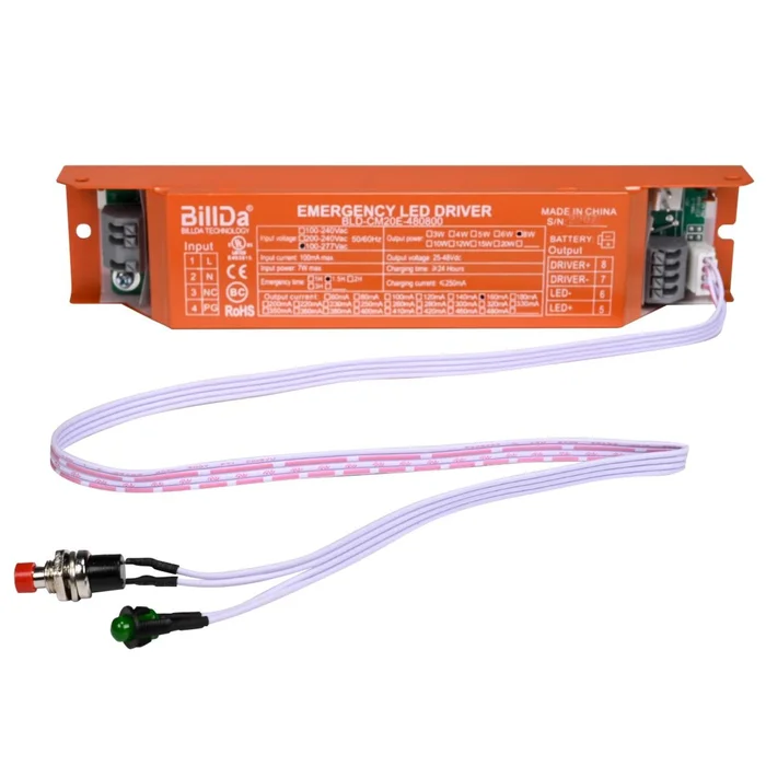 Emergency LED Driver – 7W Output – 25-48Vdc Output – 90 Minute Backup Time