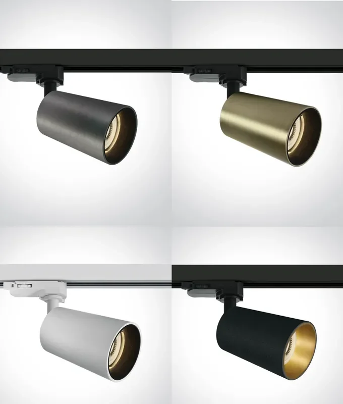 Enclosed Conical GU10 Spot for 3- Circuit Track – Metal Finishes