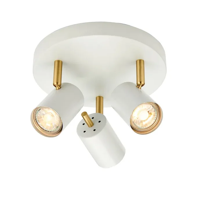Endon Lighting 59932 Gull 3 Light Round LED Spotlight Matt White & Brushed Gold Finish