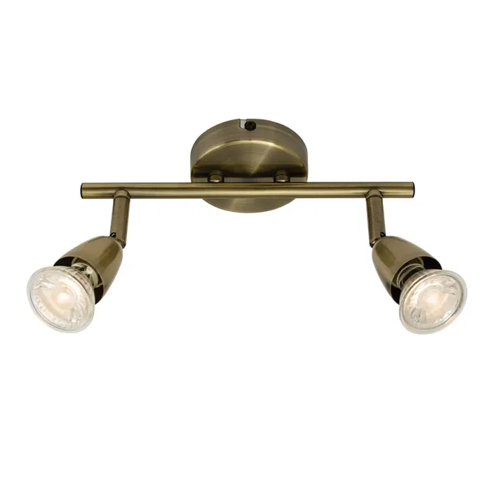 Endon Lighting 60999 Amalfi 2 Light Bar Spotlight Antique Brass Finish