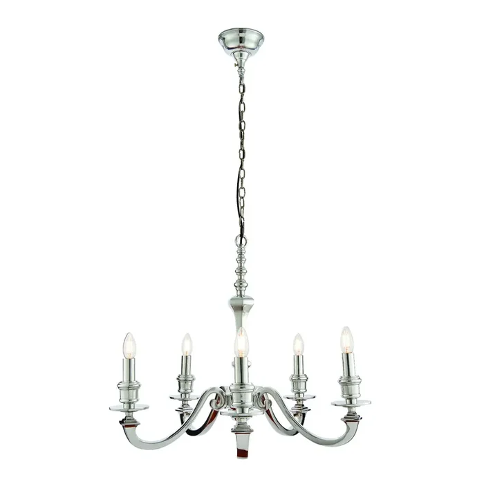 Endon Lighting 73598 Finsbury 5 Light Polished Aluminium Chandelier
