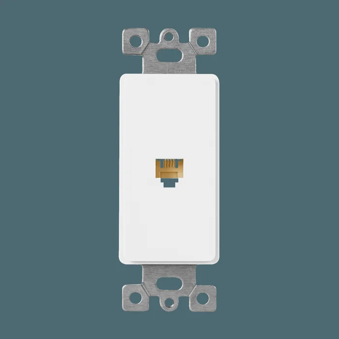 Enerlites 6501-W Molded-in Voice And Audio/Video One RJ11 Jack, 4-Position, 4-Conductor