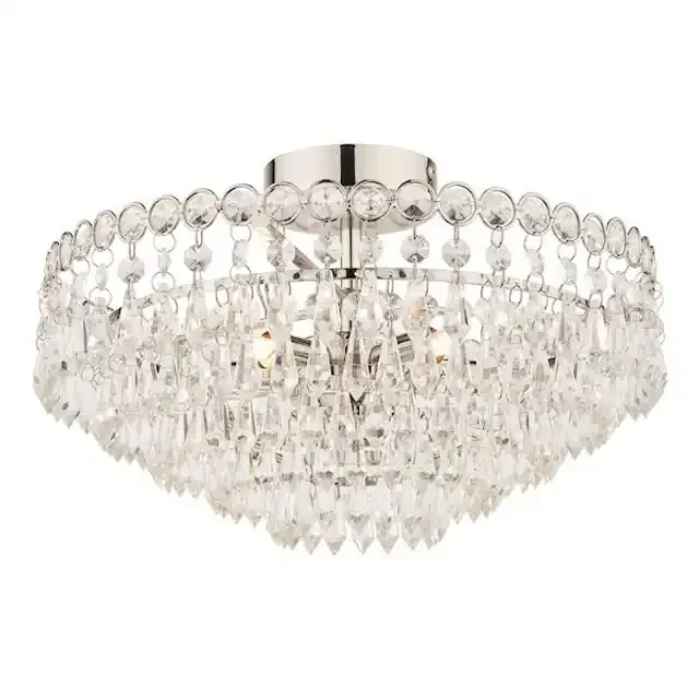 Enid 5 Light Polished Nickel with Crystal Semi Flush Ceiling Light