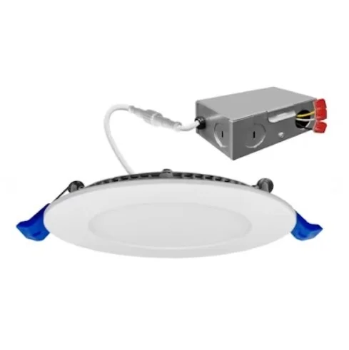 EnVisionLED LED-SL-PNL-6R-14W-5CCT-0-10V – 6″ External J-Box Round Downlight: Slim Panel – 14W – 5-CCT 27/30/35/40/50K – 120-277V – White