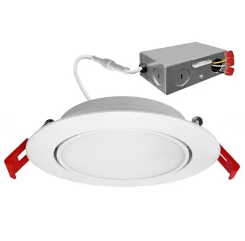 EnVisionLED LED-SL-TLT-6R-12W-5CCT-WH – 6″ External J-Box Adjustable Downlight: Slim Panel – 12W – 5-CCT 27/30/35/40/50K – 120V – White