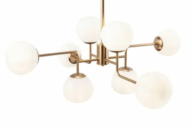 Erich 8 Light Brass with Opal Glass Pendant Light