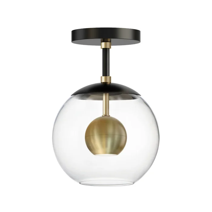ET2 E25150-BKNAB Nucleus LED Flush Mount, Black / Natural Aged Brass