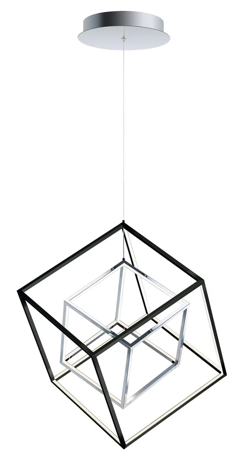 ET2 E30584-BKPC 4 Square LED Pendant, Black / Polished Chrome