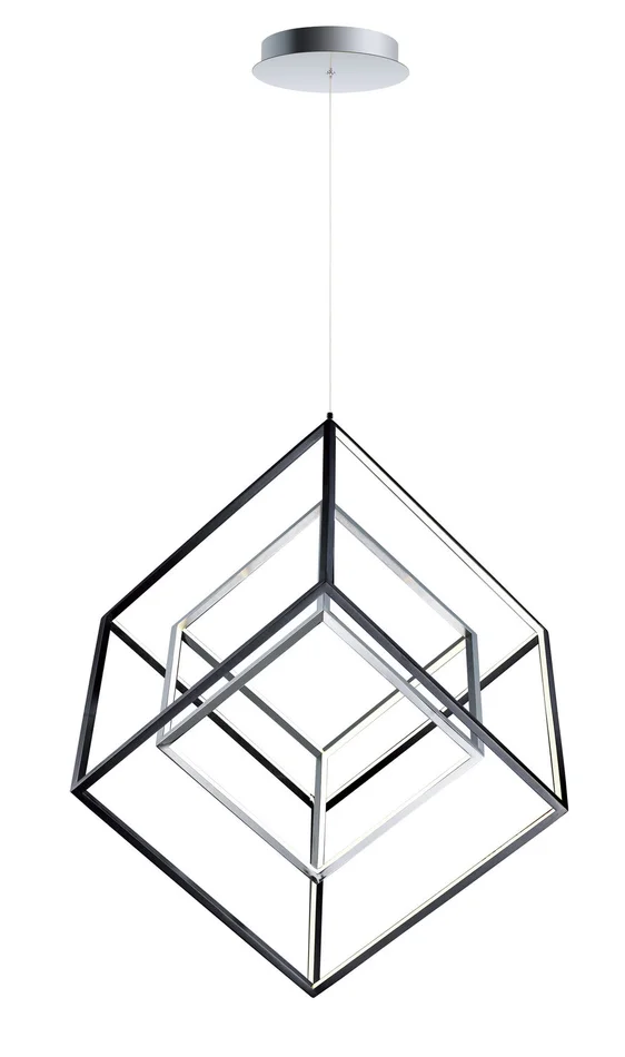 ET2 E30586-BKPC 4 Square LED Pendant, Black / Polished Chrome