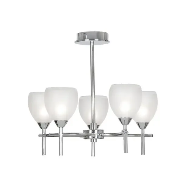 Etta 5 Light Chrome with Frosted Glass IP44 Bathroom Ceiling Light