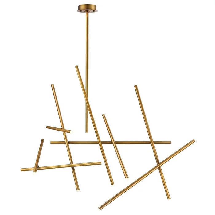 Eurofase Lighting 36251-032 Crossroads 59″ LED Chandelier, 18W, 1115 Lumens, 3000K, Antique Brass