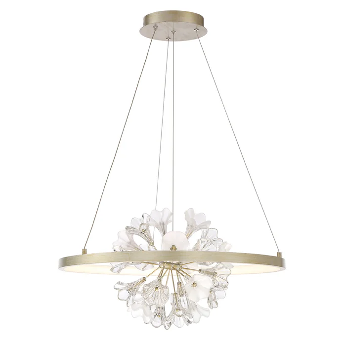 Eurofase Lighting 37342-012 Clayton 26″ Round LED Chandelier, 30W, 1615 Lumens, 3000K, Silver and Brushed Gold