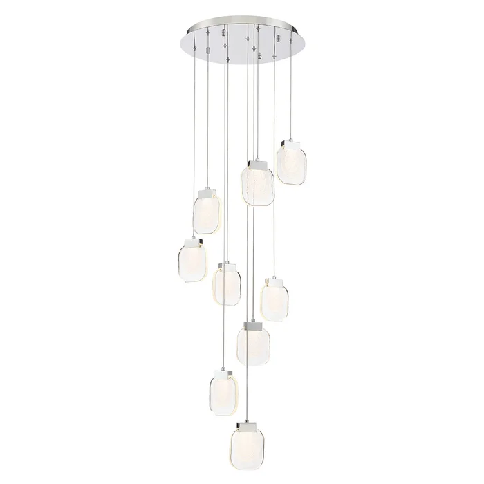 Eurofase Lighting 38043-027 Paget 9-Light LED Chandelier, 45W, 1550 Lumens, 3000K, Chrome