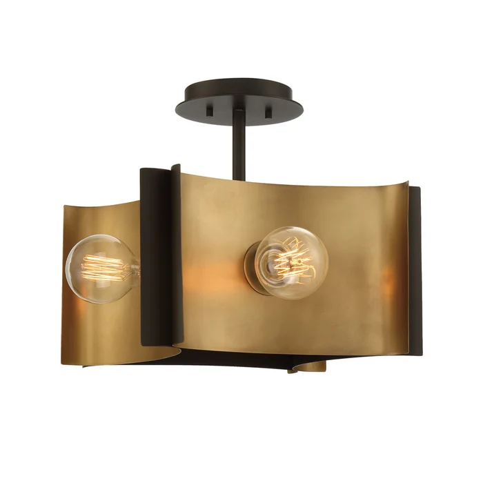 Eurofase Lighting 38154-027 Metallo 4-Light Indoor Incandescent Semi-Flushmount, 120V, 240W, Natural Brass and Bronze