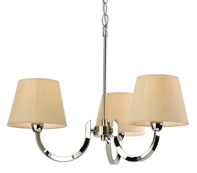 Fairmont 3 Light Chrome with Cream Linen Shade Pendant Light