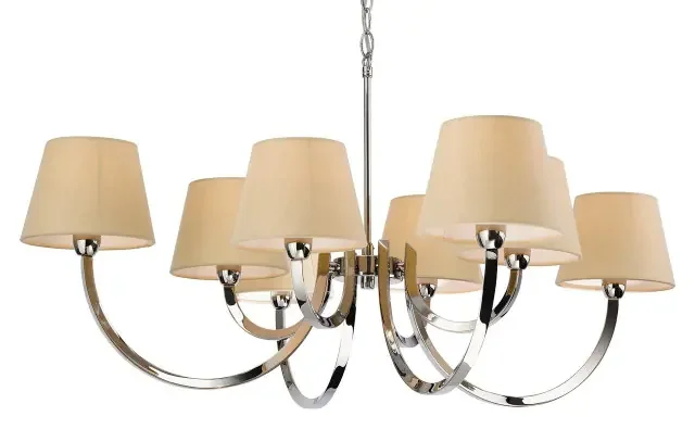 Fairmont 8 Light Chrome with Cream Linen Shade Pendant Light