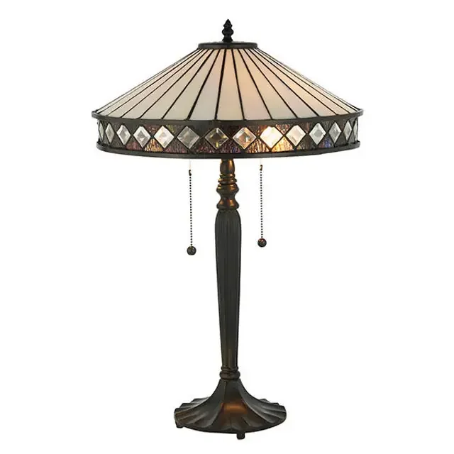 Fargo 2 Light Dark Bronze Tiffany Shade Table Lamp