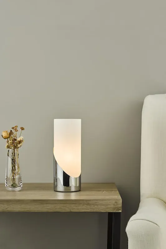 Faris Polished Chrome with Opal Glass Touch Table Lamp