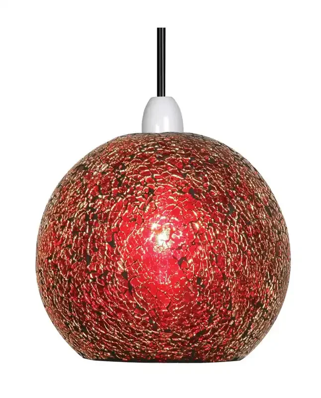 Faro Red Glass Mosaic Non Electric Dome Pendant 20cm