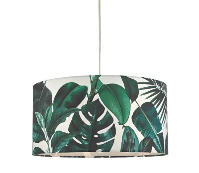 Filip Green Leaf Print Non Electric Easy Fit Pendant Light Shade Only