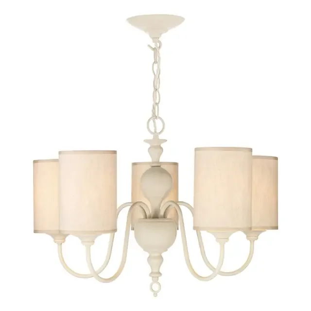 Flemish 5 Light Cream with Shades Pendant Light