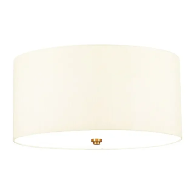 Fletcher 3 Light Aged Brass 45cm Shaded Flush Ceiling Light