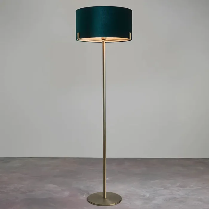 Floor Lamp in Antique Brass with Green Velvet Shade (0711HAY95838)