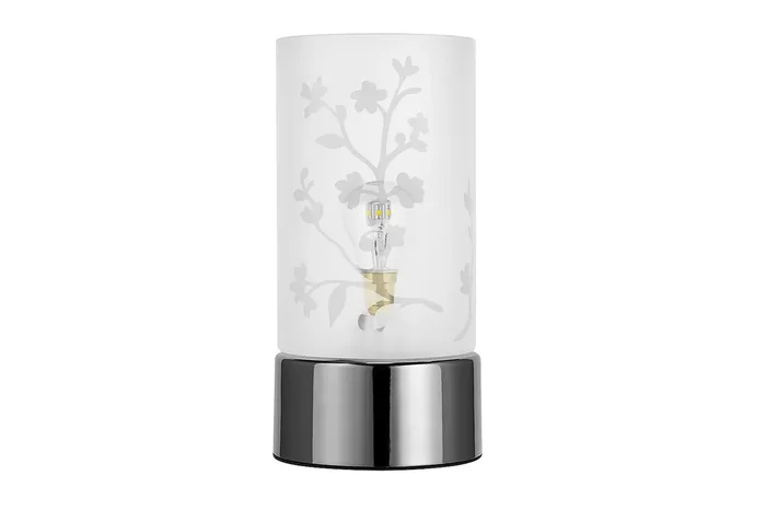 Floral Touch Table Lamp – Chrome Finish with Glass Shade