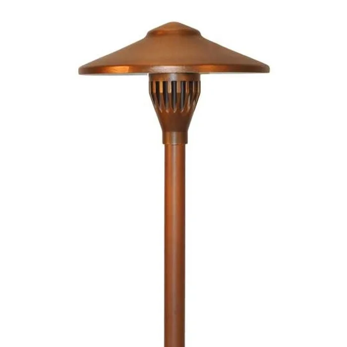 Focus Industries AL-04-LEDP-BRT Cast Aluminum 4W 3000K Integrated LED Area Light with 7.5″ China Hat, Bronze Texture