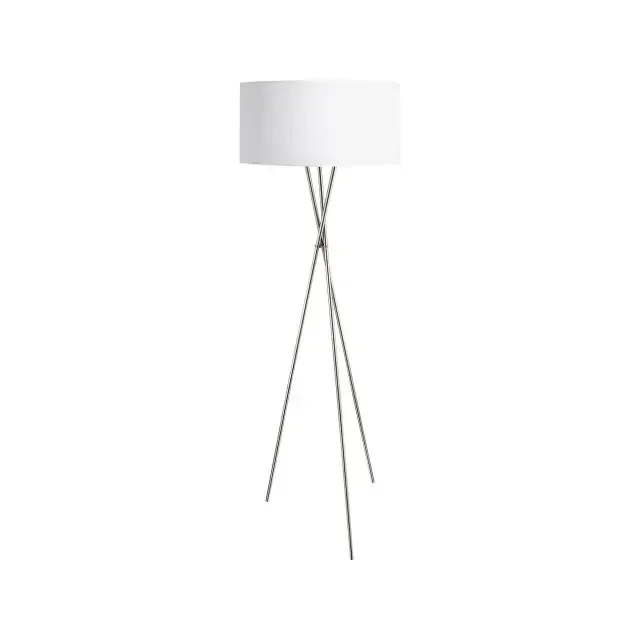 Fondachelli Satin Nickel with White and Silver Fabric Shade Floor Lamp