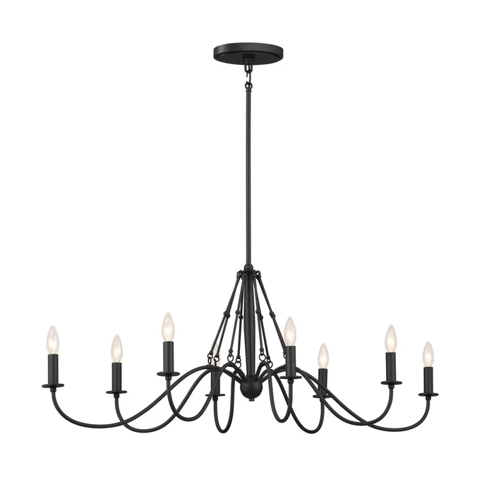 Freesia Eight Light Linear Chandelier in Textured Black (12|52457BKT)