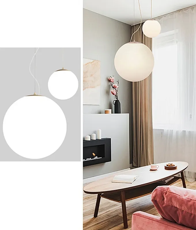 Frosted Glass Globe Pendant – Diameter 200mm or 400mm