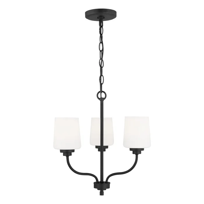 Generation Lighting 3102803EN3-112 Windom Three Light Chandelier, Midnight Black