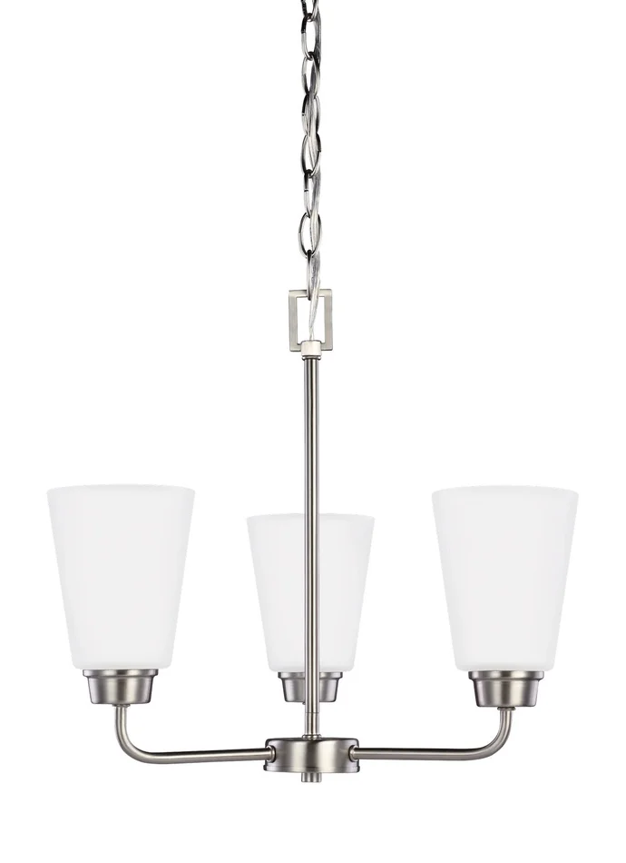 Generation Lighting 3115203-962 Kerrville Three Light Chandelier, Brushed Nickel