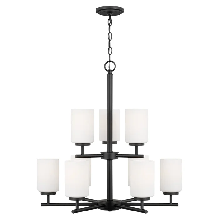 Generation Lighting 31162EN3-112 Oslo Nine Light Chandelier, Midnight Black
