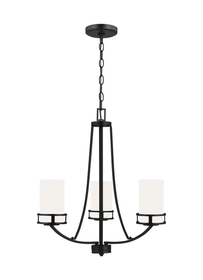 Generation Lighting 3121603EN3-112 Robie Three Light Chandelier, Midnight Black