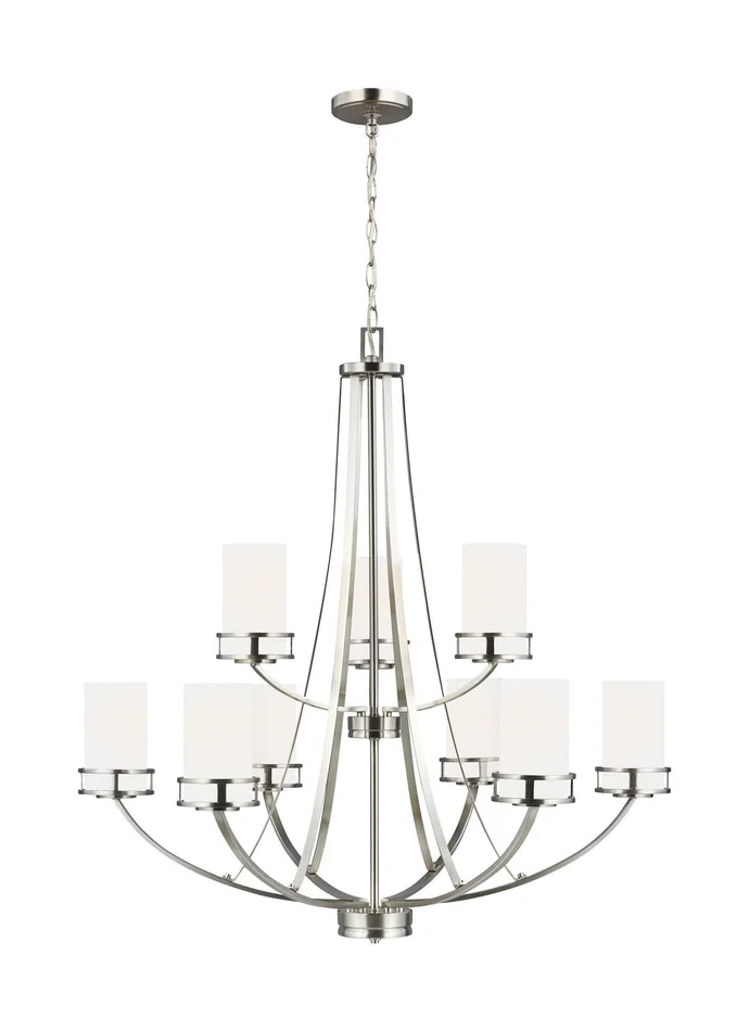 Generation Lighting 3121609EN3-962 Robie Nine Light Chandelier, Brushed Nickel
