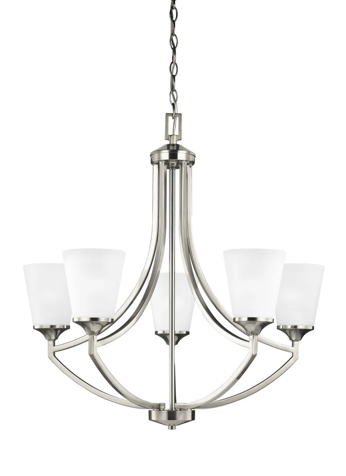 Generation Lighting 3124505-962 Hanford Five Light Chandelier, Brushed Nickel