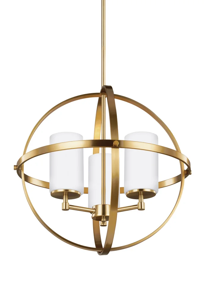 Generation Lighting 3124603EN3-848 Alturas Three Light Chandelier, Satin Brass