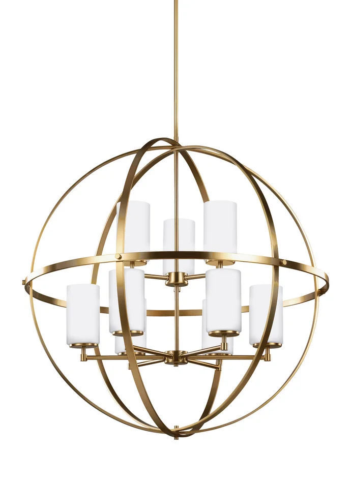 Generation Lighting 3124609-848 Alturas Nine Light Chandelier, Satin Brass