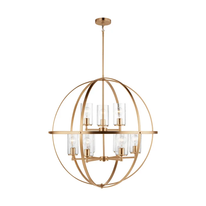 Generation Lighting 3124679-848 Alturas Nine Light Chandelier, Satin Brass