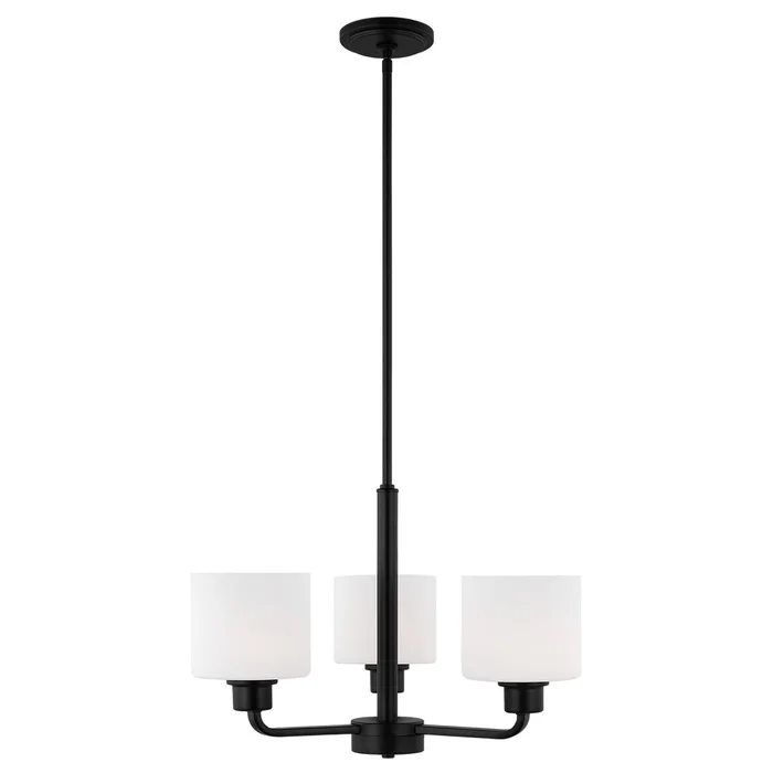 Generation Lighting 3128803-112 Canfield Three Light Chandelier, Midnight Black
